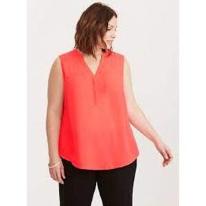 TORRID Coral Sleeveless Georgette Harper Blouse